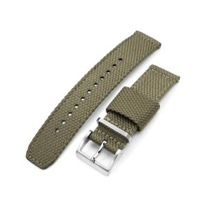 22mm MiLTAT 時計ベルト セイルクロス FKMラバー ミリタリーグリーン