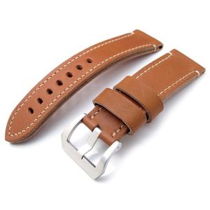 24mm MiLTAT 時計ベルト カーフ＋スエード ブラック＋ダークブラウン
