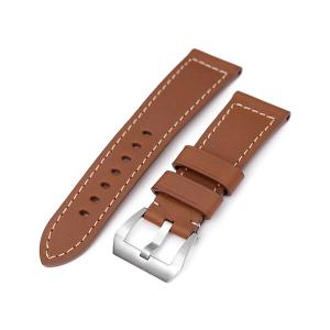 24mm MiLTAT 時計ベルト バレニアレザー オレンジ ベージュステッチ