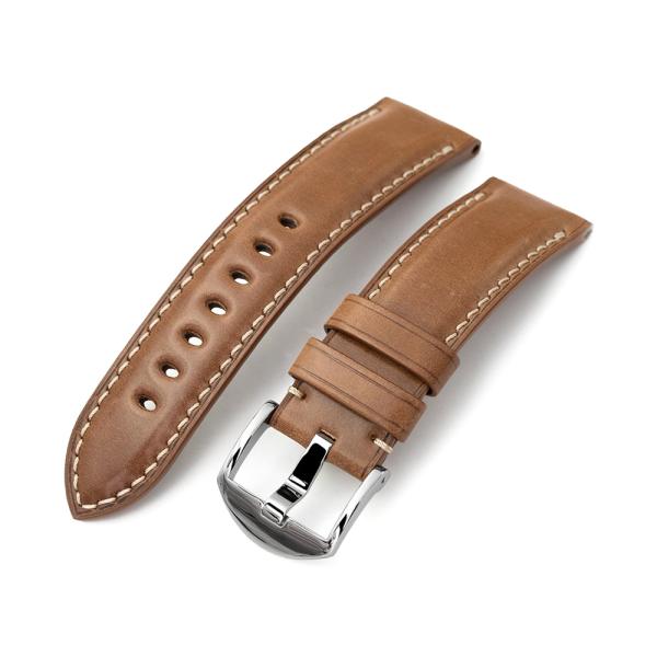 24mm MiLTAT 時計ベルト HORWEEN ホーウィン シェルコードバン バーボンブラウン ...