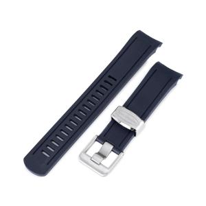 22mm Crafter Blue 時計ベルト NBRラバー ブラック カーブドエンド for