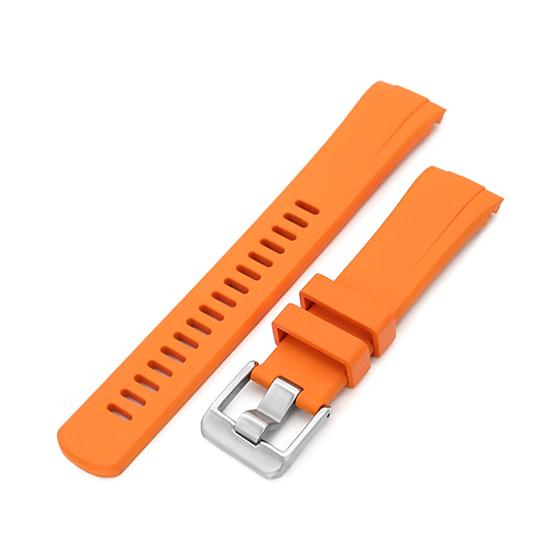 22mm Crafter Blue 時計ベルト NBRラバー オレンジ カーブドエンド for セイ...