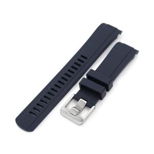 22mm Crafter Blue CB10-F 時計ベルト FKMラバー ブラック カーブド