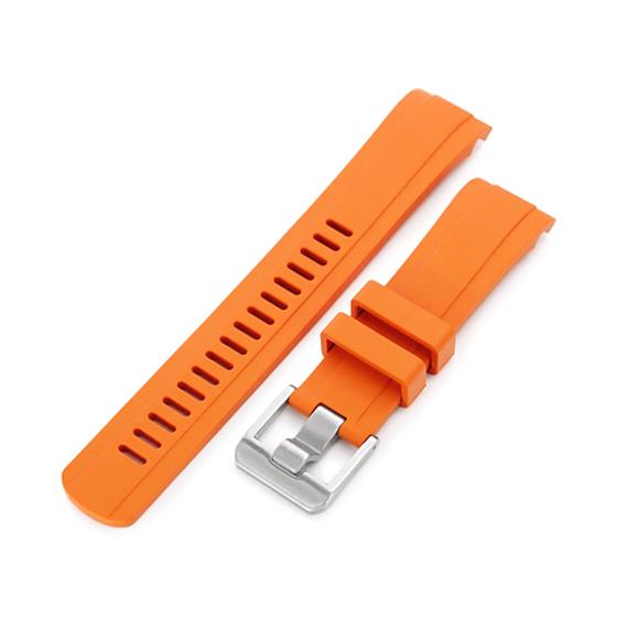 22mm Crafter Blue CB10 時計ベルト NBRラバー オレンジ カーブドエンド f...