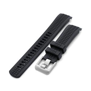 22mm Crafter Blue 時計ベルト NBRラバー ブラック カーブドエンド for