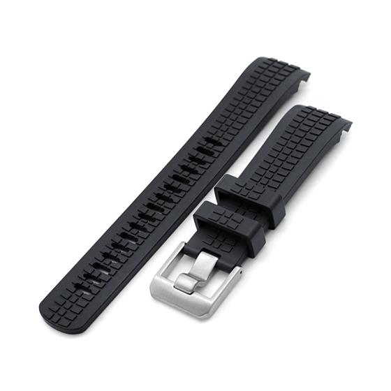 22mm Crafter Blue CB11 時計ベルト NBRラバー ブラック カーブドエンド f...