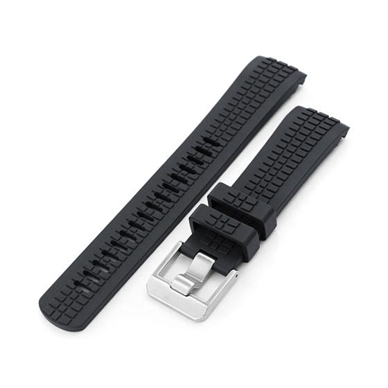 22mm Crafter Blue CB12 時計ベルト NBRラバー ブラック カーブドエンド f...