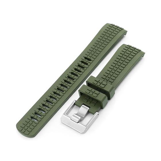 22mm Crafter Blue CB12 時計ベルト NBRラバー ミリタリーグリーン カーブド...