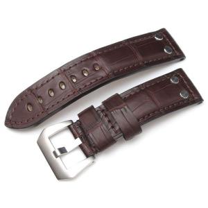 24mm TAIKONAUT 時計ベルト ホーンドボニークロコダイル マットマロン