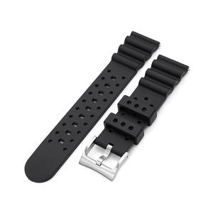 20mm MiLTAT 時計ベルト FKMラバー ブラック トロピック
