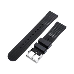 22mm MiLTAT 時計ベルト FKMラバー ブラック ダイバー ストレート