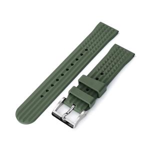 20mm MiLTAT 時計ベルト FKMラバー ブラック ワッフル ストレート