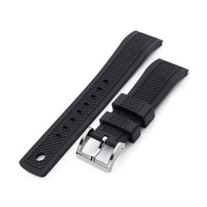 22mm Crafter Blue 時計ベルト NBRラバー ブラック カーブド