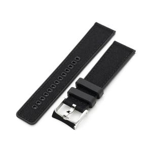 20mm MiLTAT 時計ベルト カーフレザー FKMラバー ブラック ストレート