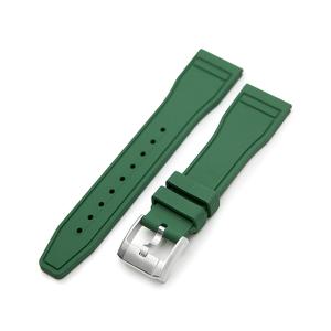 20mm MiLTAT 時計ベルト FKMラバー ブラック ワッフル ストレート