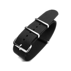 21mm 時計ベルト NATO G10 ナイロン ブラック ポリッシュドバックル