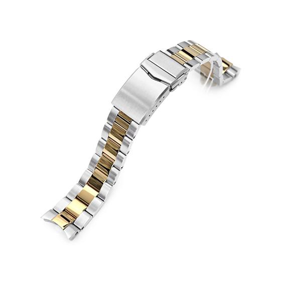 20mm メタル時計バンド ステンレス オイスター ブレスレット ツートン IPゴールド Vクラスプ...