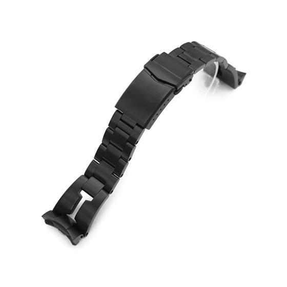 22mm メタル時計バンド ステンレススチール RAZOR ブレスレット PVDブラック Vクラスプ...