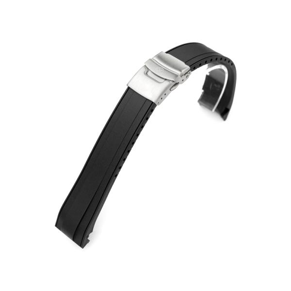 22mm StrapXPro SRX1A 時計ベルト バルカナイズド ラバー ブラック カーブドエン...