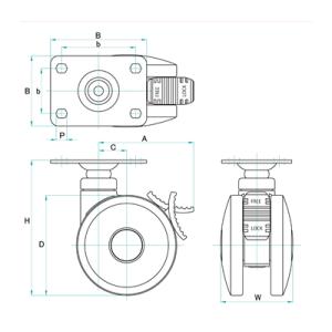 東信製作所 TSW100-P グレー 双輪キャ...の詳細画像1