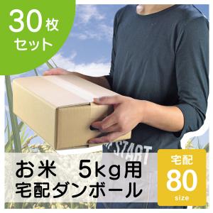 ダンボール 80サイズ 段ボール 30枚 5kg用 5mm厚 お米 宅配 業務用 無地 段ボール箱 米 ギフト 送料 通販 梱包箱 手穴付き ワン サイズ 80 ダンボール箱