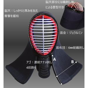 剣道防具 特大 頂(黒) 6mm総織刺 具の目...の詳細画像1