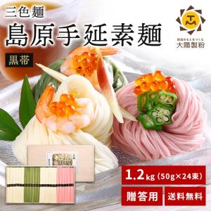 三色麺 島原手延素麺 木箱入り 1.2kg そう...の商品画像