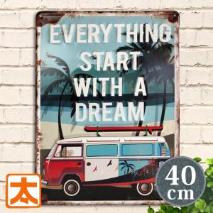 ワーゲンバスev 自動車 ブリキ看板40e ポスター インテリア アートパネル 海 夏 南国