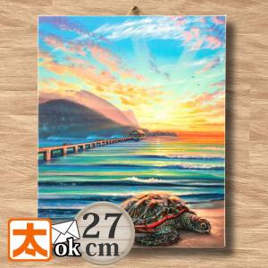 海の絵 ヤシの木 サンセット ビーチ 絵画 W50×H40cm (1170-3) 海 波の