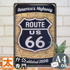 ルート66 看板 グッズ ブリキ看板 青 アメリカン雑貨 ポスター プレート route66 マザーロード ガレージ 車庫 DIY イラスト ビンテージ風 ヴィンテージ風 ブルー｜taiyozakka