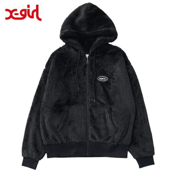 エックスガール アウター パーカー X-girl FLUFFY ZIP UP HOODIE ボア フ...