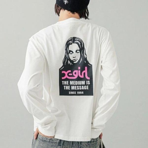 X-girl エックスガール ロンT 長袖Tシャツ MESSAGE AND FACE L/S TEE...