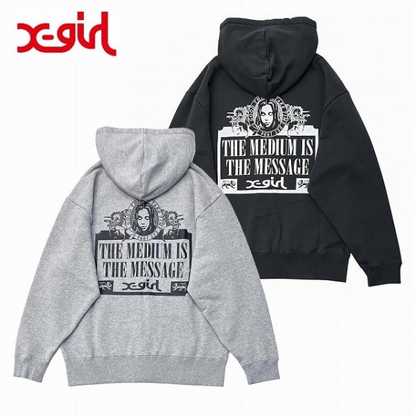 ジップパーカー レディース エックスガール X-girl VINTAGE LABEL FACE LO...