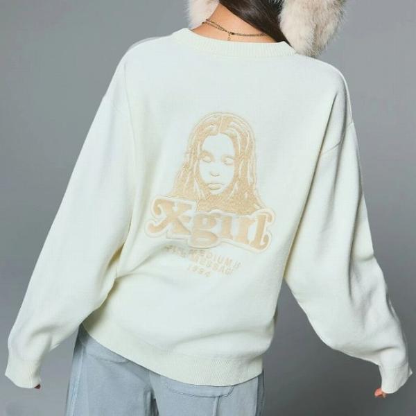 X-girl エックスガール ニット セーター レディース FACE EMBROIDERY KNIT...