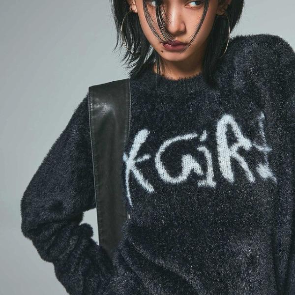 X-girl エックスガール ニット セーター レディース LOGO JACQUARD SHAGGY...