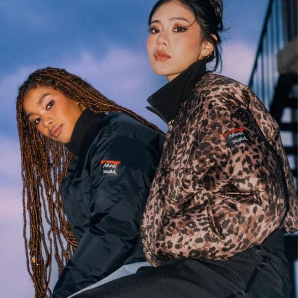 X-girl × NANGA PUFFER JACKET レディース アウター ブラック ダウン エ...