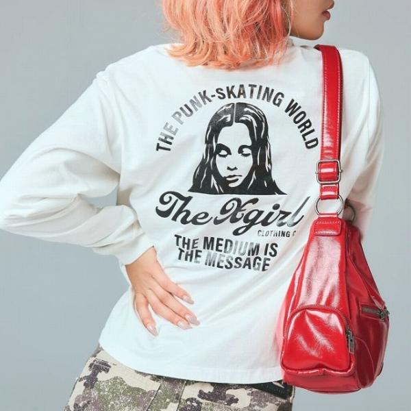 エックスガール 長袖Tシャツ ロンT X-girl ARCH LOGO AND FACE L/S T...