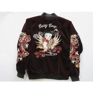 Betty Boop × NEVERMIND　リバーシブルスカジャン　ベティコラボ 別珍×サテン リ...