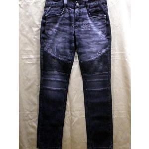 Be Ambition スカル＆パイソン柄 プリント ブラックデニムパンツ ビー