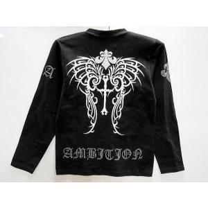 BE AMBITION 長袖Tシャツ 百合ワッペン＆ロゴ刺繍 ビーアンビション