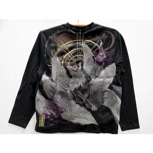 絡繰魂 粋 復刻 信長の虎刺繍 長袖Tシャツ 和柄 カラクリ魂