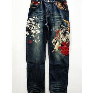 絡繰魂・粋 デニムパンツ 和柄 月光双龍 カラクリ魂 : takafuku1915