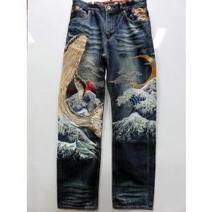 絡繰魂デニムパンツ 粋 龍虎激闘デニムパンツ 絡繰魂 242231 和柄 和風 ジーンズ