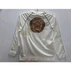 絡繰魂 和柄 中綿キルト入り桜刺繍デニムシャツ カラクリ魂