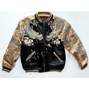 絡繰魂 日本　スカジャン　限定版　unisex 100%silk 2面使う 粋 百鬼夜行リバーシブルスカジャン 絡繰魂 251004 和柄 和風