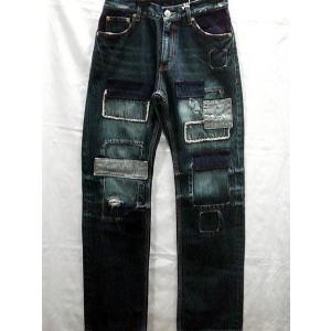 錦 和柄 デニムパンツ 緞子アップリケ刺繍 NISHIKI : takafuku1915