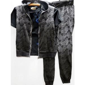 錦 和柄 半袖パイソンラメジャガード ジャージ上下セット 筋彫り龍刺繍