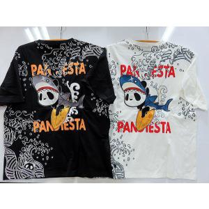 大きいサイズ　PANDIESTA JAPAN　波乗りパンダ刺繍　半袖Tシャツ　パンディエスタ