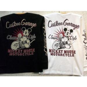 LOWBLOW KNUCKLE　X ディズニー　長袖Ｔシャツ　CUSTOM GARAGE MICKE...