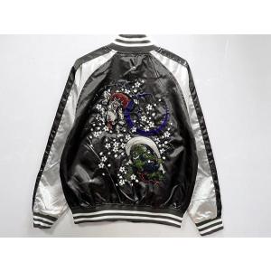 JAPANESQUE 2面用 美品 未使用近 日本限定 スカジャン unisex Japanesque/ジャパネスク 鷹日本地図 リバーシブル 和柄